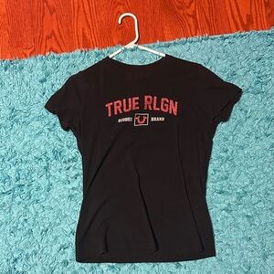 True Religion Black and Red Logo Tee
